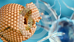 3D rendering illustrating a scene at the nanoscopic or cellular level