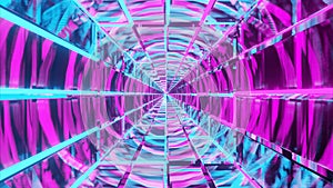 3D rendering illustration of futuristic colorful techno lights crating a tunnel photo