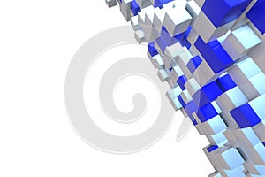 3D rendering illustration geometric shapes concept .Abstract   Futuristic background elegant blue cube block isolated on white