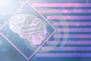 3D rendering. Illustration, graphic brighty brain with light elements