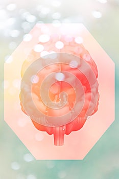 3D rendering. Illustration, graphic brighty brain with light elements