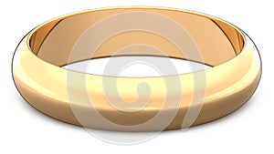 3d rendering illustration of One gold wedding ring isolated on white background