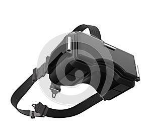 3d rendering image of black VR headset on white background with photo