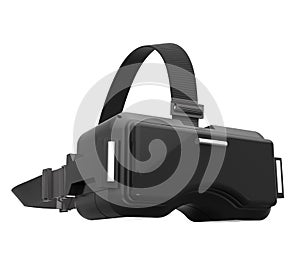 3d rendering image of black VR headset on white background with photo