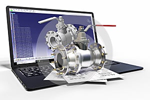 3D rendering representing a computer aided design