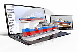 3D rendering representing a computer aided design
