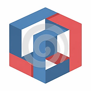 Impossible Cube Optical Illusion, Escher Style 3D Geometric Abstract Art