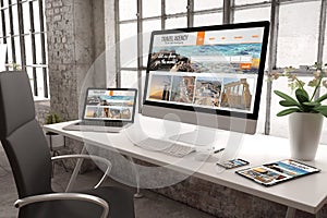 industrial office mockup responsive travel agency website design photo