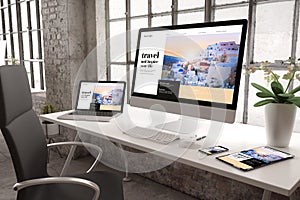 industrial office mockup responsive travel blog website design