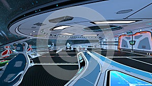 3D rendering of Inside the spaceship