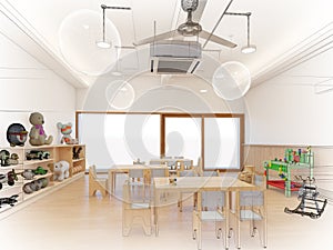 3d rendering of kindergarten class