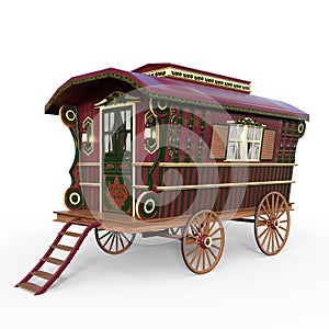 3D-illustration of a old fashioned waggon over white photo