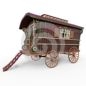 3D-illustration of a old fashioned waggon over white photo