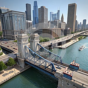 3D rendering of isometric Chicago bridge