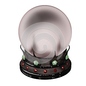 3D rendering of isometric Fortune teller magic crystal ball. Divination and foresight of future, magic tools of sorcerers. photo
