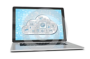 3d rendering of a laptop with cloud concept