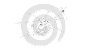 3d rendering of a large combat helicopter isolated in white background