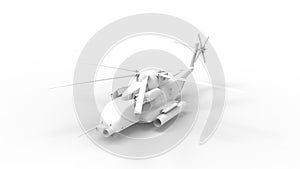 3d rendering of a large combat helicopter isolated in white background