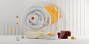 3d rendering levitating platform studio display scene background with podiums