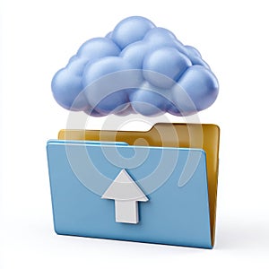 Cloud upload icon with folder and up arrow