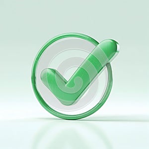 3 D Render Green Check Mark in Circle 3D rendering