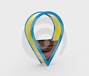 3D rendering of a location pin pointer of a map isolated on a white background