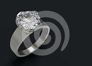 3d rendering. luxury design diamond ring with clipping path on dark copy space background