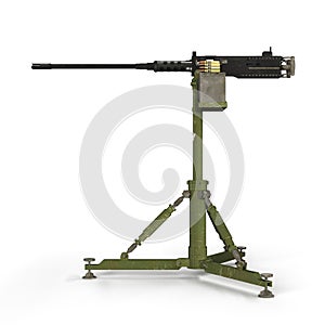 3d rendering of a machine gun on a tripod on white background photo