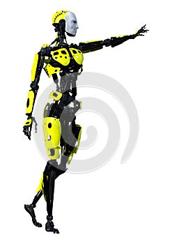 3D Rendering Male Robot on White