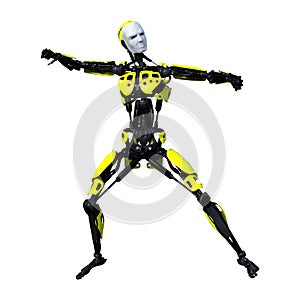 3D Rendering Male Robot on White