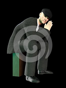 3D-illustration of a man from 1920 in a traditional outfit. could be a gangster or a hitman photo