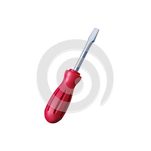 3d rendering, manual screwdriver tool with red handle. Construction clip art isolated on white background