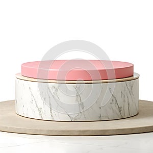 Marble and pink podium 3D rendering
