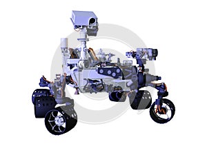 3D Rendering Mars Rover on White