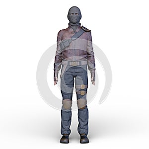 3D rendering of a masked soldier
