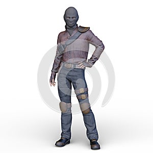 3D rendering of a masked soldier