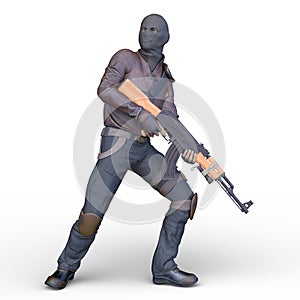 3D rendering of a masked soldier
