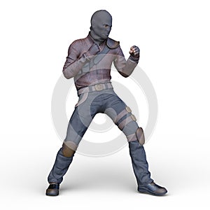 3D rendering of a masked soldier