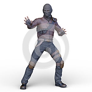 3D rendering of a masked soldier