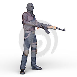 3D rendering of a masked soldier