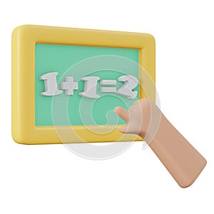 3D Rendering of math on tablet for kid back to school isolated on white background