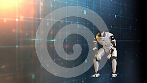 3d rendering of Mechanical Minds, AI robots amid a web of complex algorithms, deciphering the future from a sea of big data