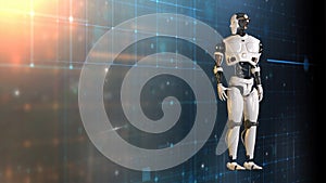 3d rendering of Mechanical Minds, AI robots amid a web of complex algorithms, deciphering the future from a sea of big data