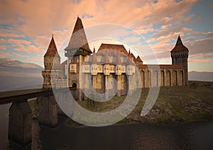 3D Rendering Medieval Castle