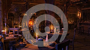 3D Rendering Medieval Tavern