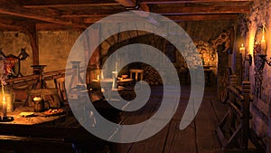 3D Rendering Medieval Tavern