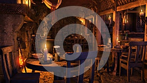 3D Rendering Medieval Tavern photo