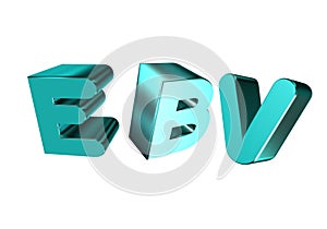 3D rendering metal EBV abbreviation Epstein-Barr virus concept letter design isolated on white background photo