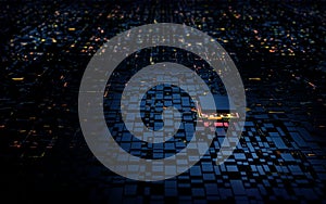 3D rendering microprocessor CPU chipset central processor unit on the illumination circuit computer mainboard. Cyber and