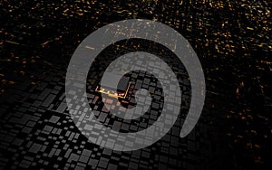 3D rendering microprocessor CPU chipset central processor unit on the illumination circuit computer mainboard. Cyber and